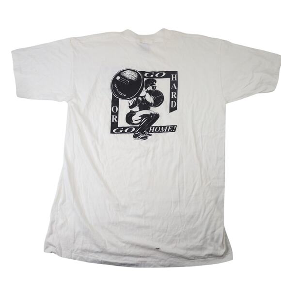 Vintage 90s "Go Hard or Go Home" Graphic Body Building T Shirt - Picture 1 of 10